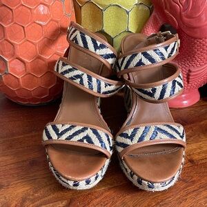 Ivanka Trump Women’s Navy/Tan Halyn Wedge Sandals